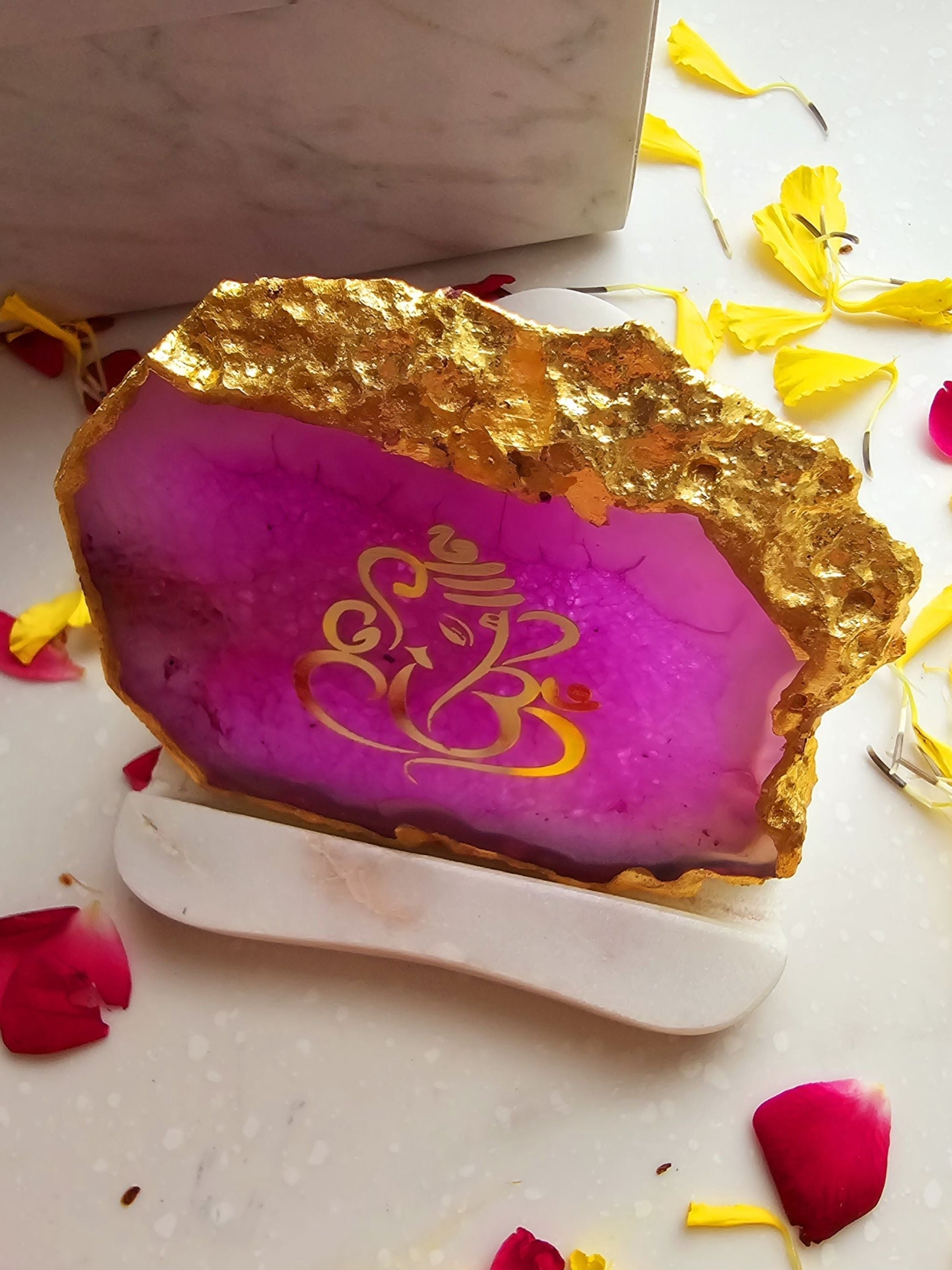 Ganesha Agate with Marble Tea light Religious Home Decor