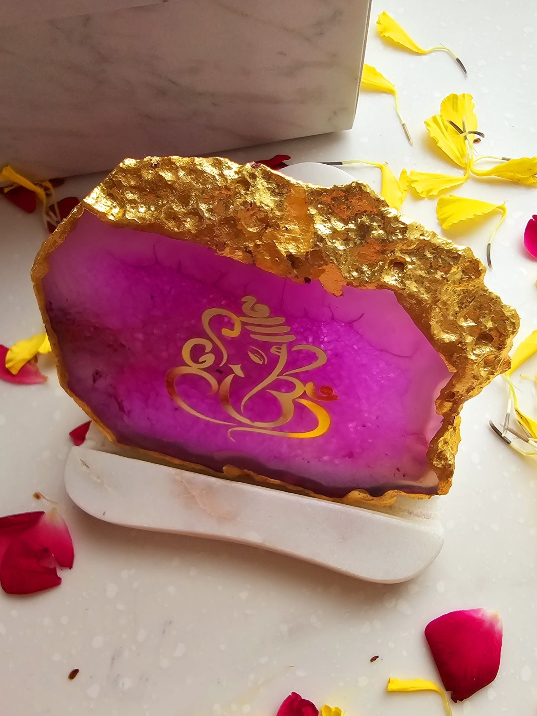 Ganesha Agate with Marble Tea light Religious Home Decor