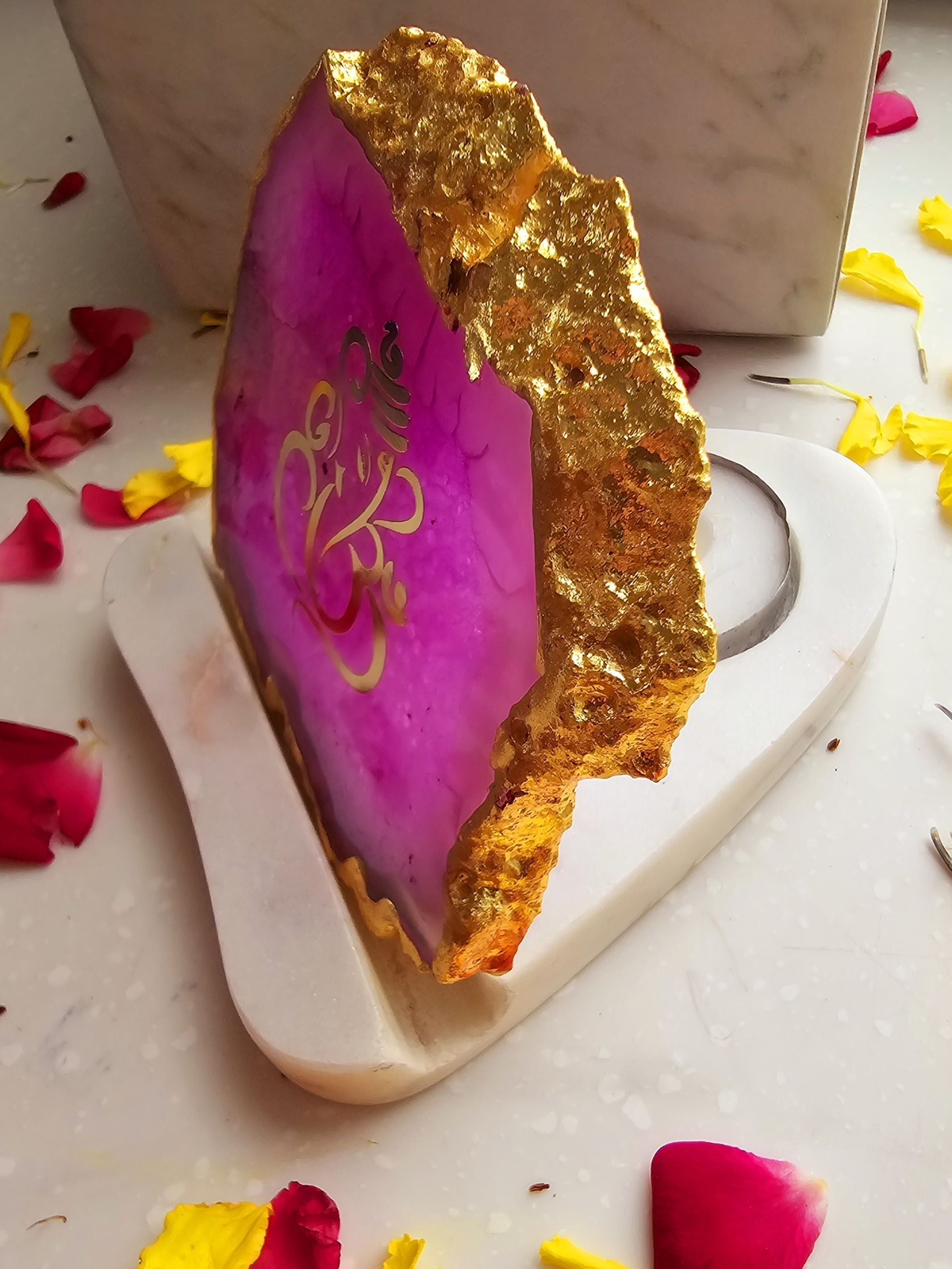 Ganesha Agate with Marble Tea light Religious Home Decor