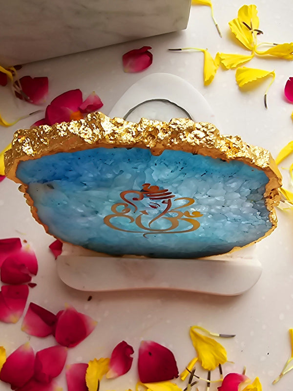 Ganesha Agate with Marble Tea light Religious Home Decor