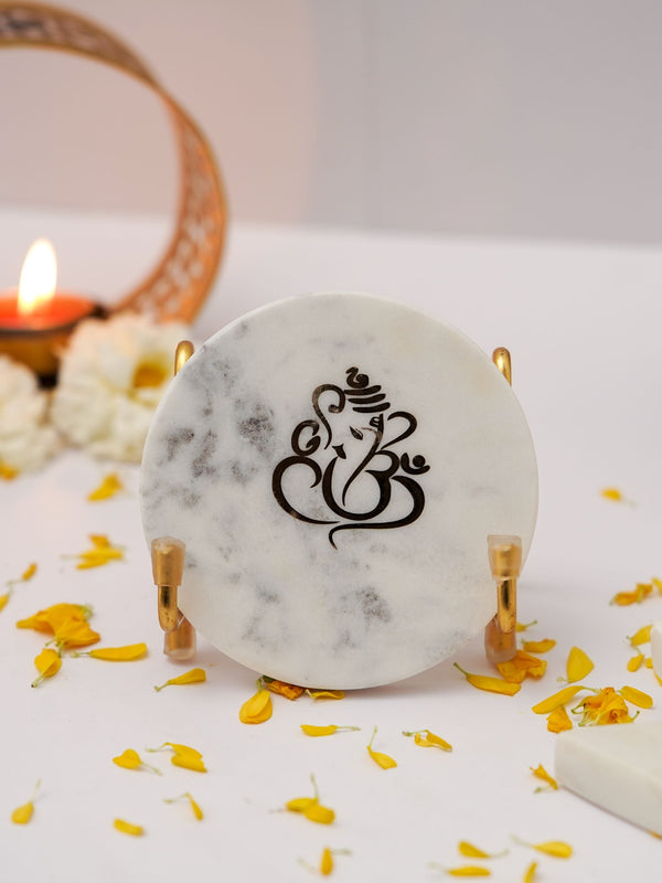 Ganesha with Marble - Metal Holder