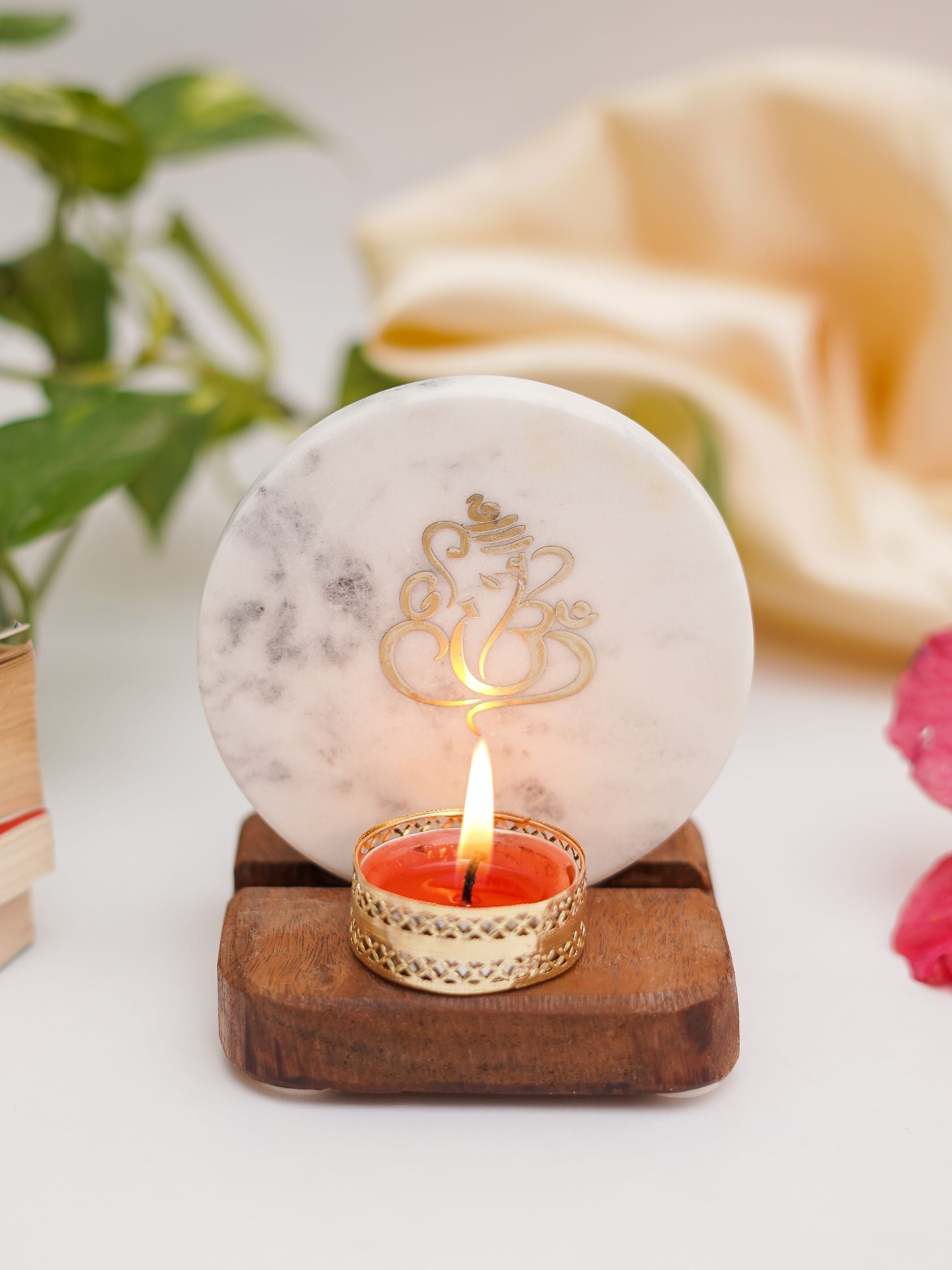 Tea Light Holder - Marble & Wood
