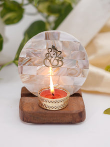 Mother of Pearl & Wood - Tea Light Holder