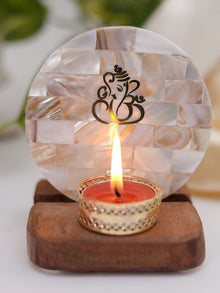 Mother of Pearl & Wood - Tea Light Holder