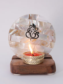 Mother of Pearl & Wood - Tea Light Holder