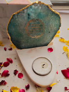 Gayatri Mantra Agate & Marble Base Tea Light Holder
