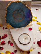 Gayatri Mantra Agate & Marble Base Tea Light Holder