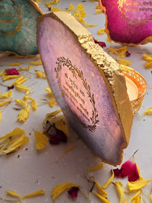 Gayatri Mantra Agate Stone Tea light Religious Home Decor