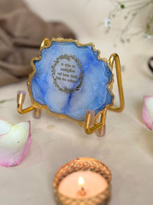 Gayatri Mantra Metal Holder with Agate