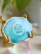 Gayatri Mantra Metal Holder with Agate