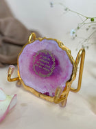 Gayatri Mantra Metal Holder with Agate