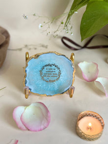 Gayatri Mantra Metal Holder with Agate