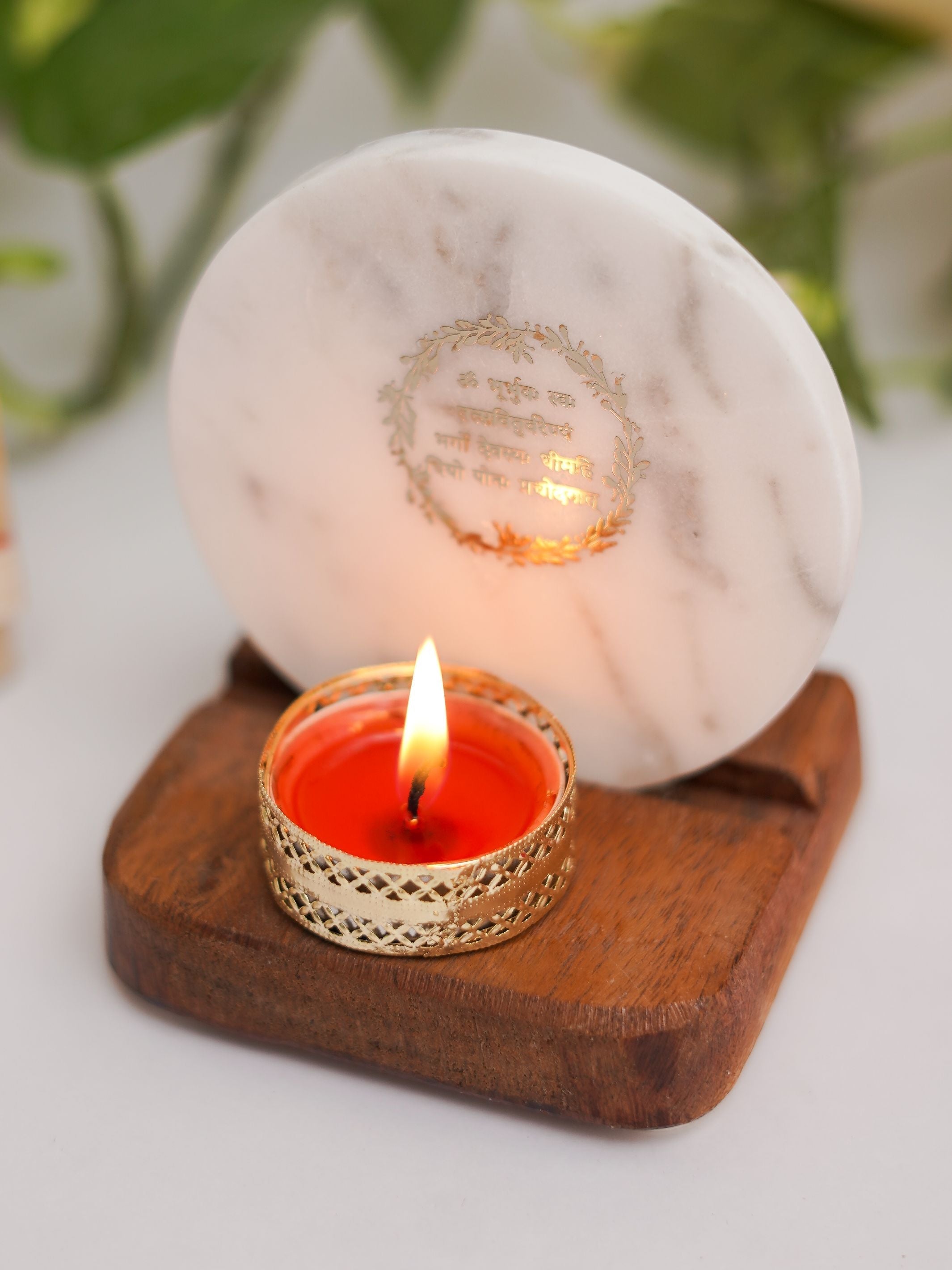 Marble & Wood -  Tea Light Holder