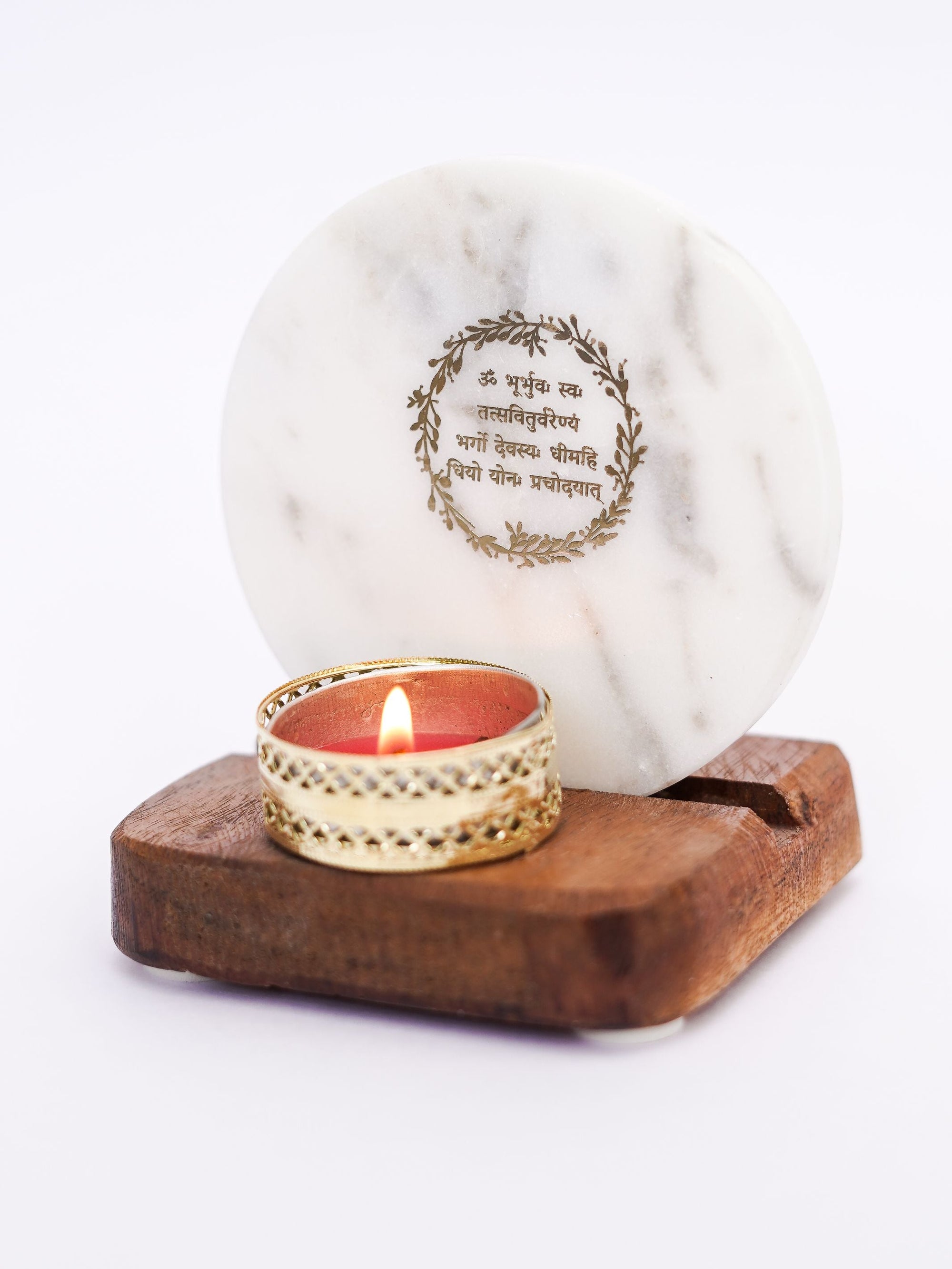 Marble & Wood -  Tea Light Holder