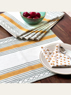 Geometric Block Print Placemats with Napkins Set