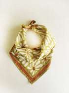 Cotton Square Scarf - Geometric Flowers