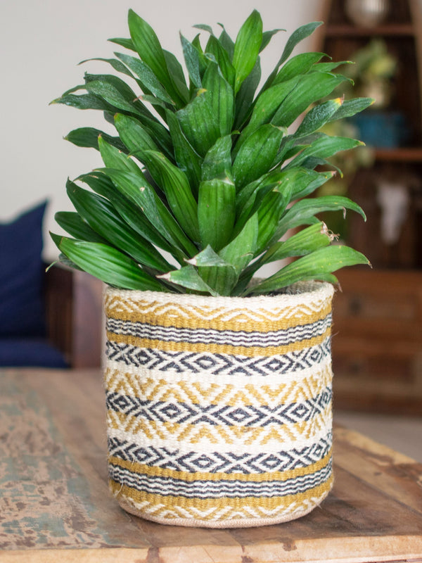 Geometric Jute Handwoven Basket Medium
