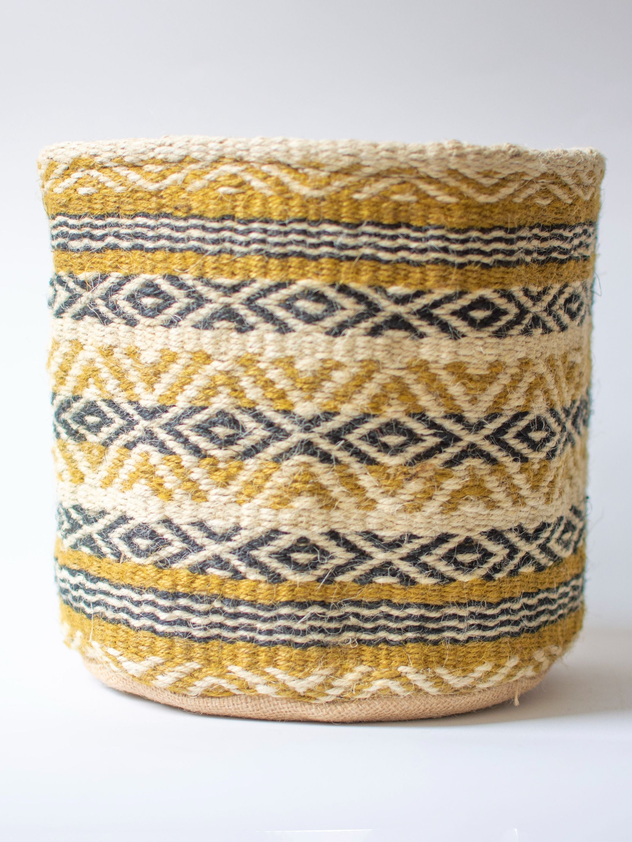 Geometric Jute Handwoven Basket Medium