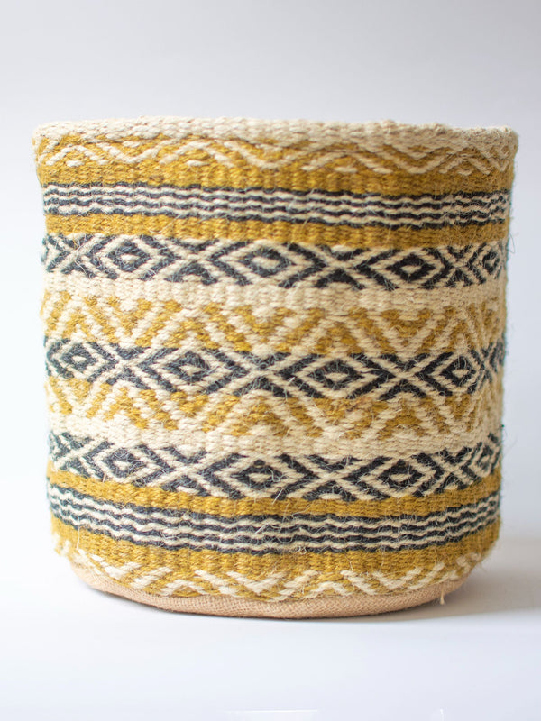 Geometric Jute Handwoven Basket Medium