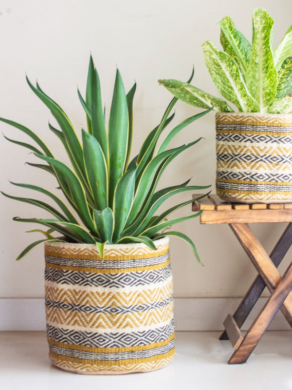 Geometric Jute Handwoven Baskets- Set of 2