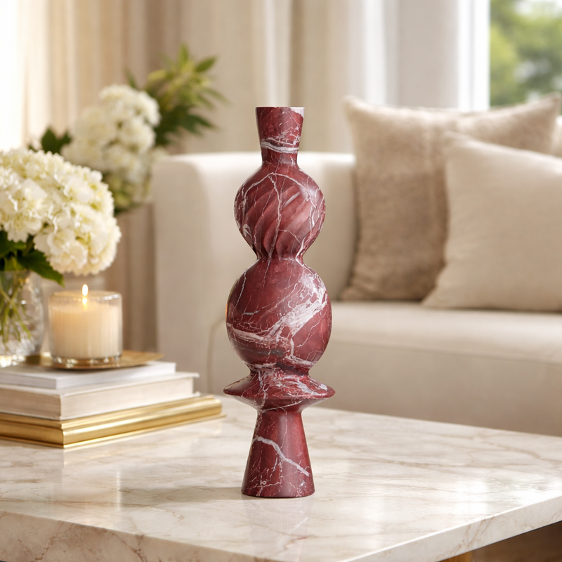 Geometric Marble Sculpture - Wine