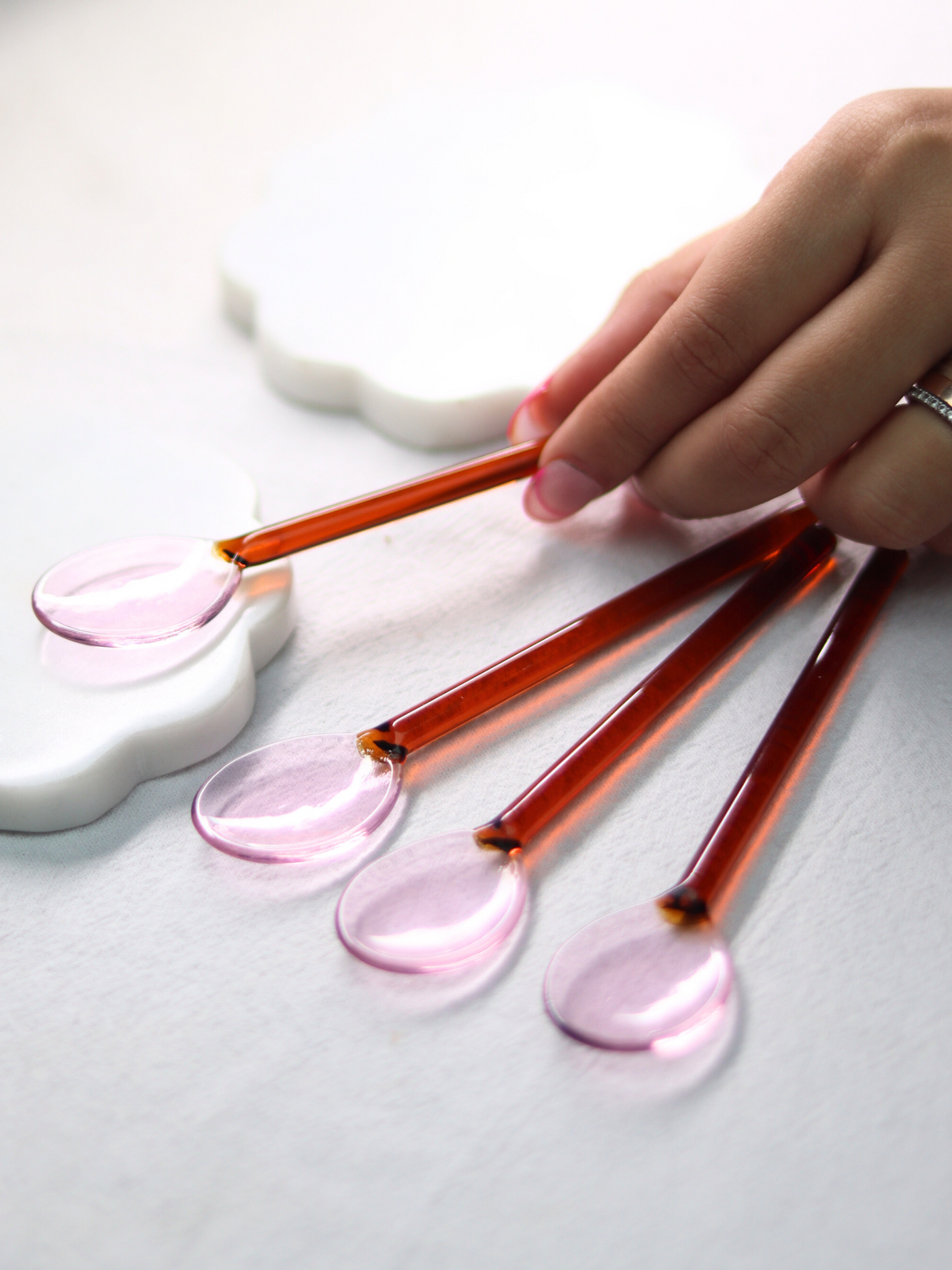Glass Spoons Pink - Amber set of 2