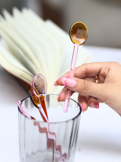 Glass Spoons Pink - Amber set of 2