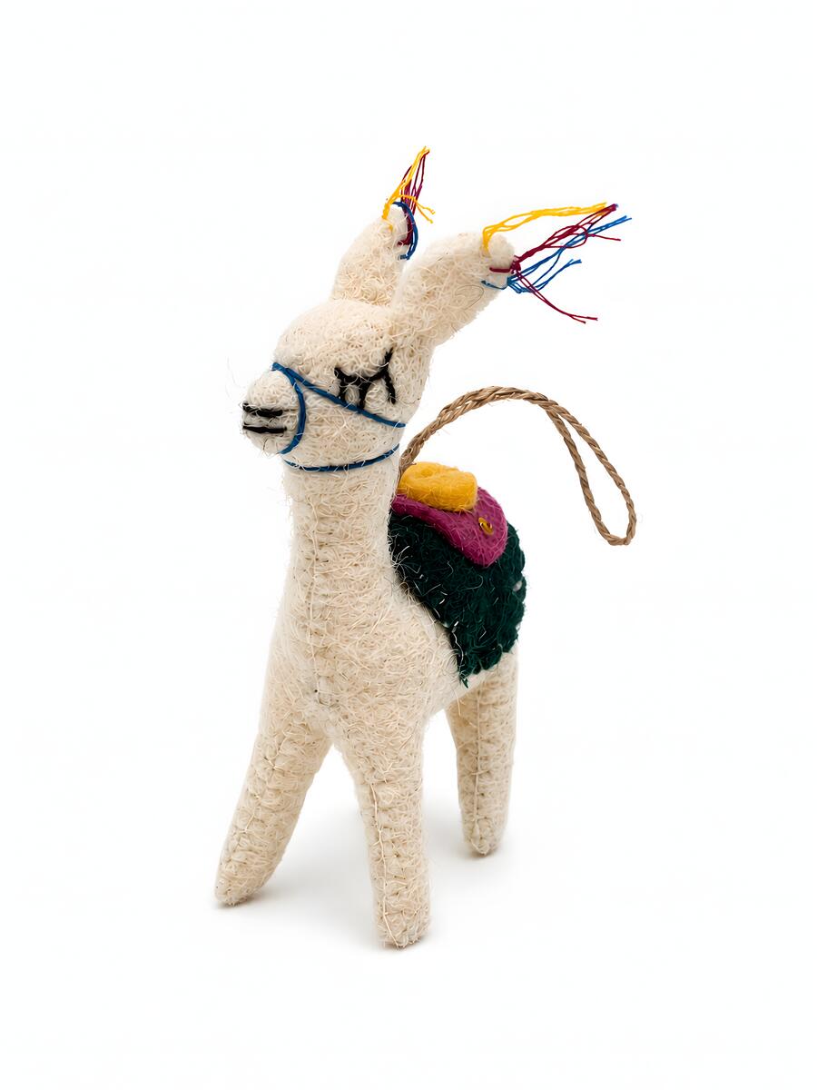 Designer Felt Animal Ornament Set of 3 – Llama, Elephant & Horse