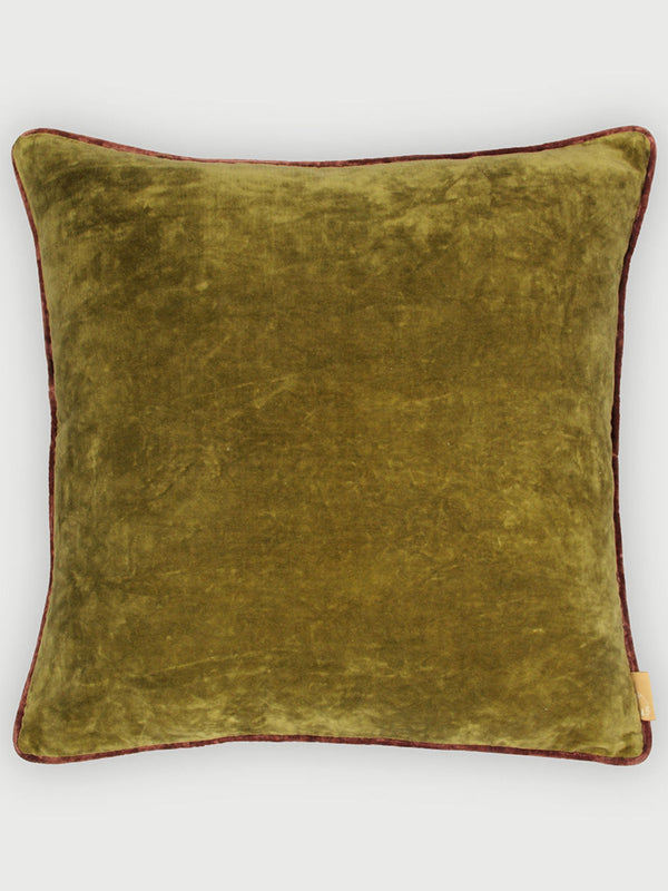 Glow Olive Green Velvet Cushion Cover