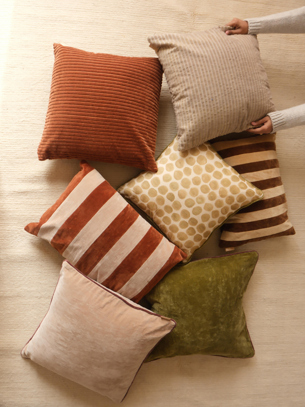 Polka Dot Olive Velvet Cushion Cover
