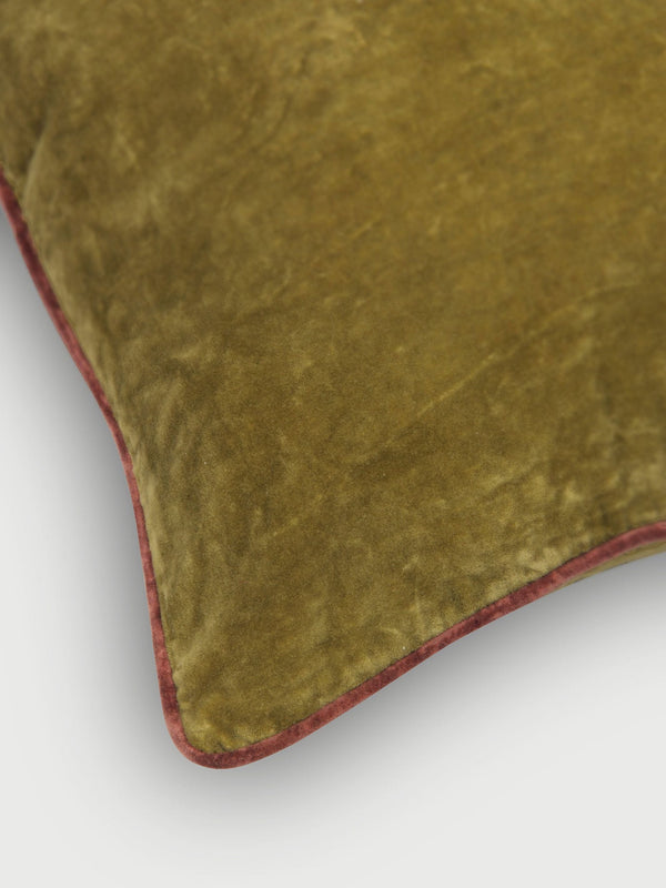 Glow Olive Green Velvet Cushion Cover