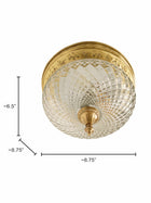 Gold 6 Inch Cut Glass Brass Round Flush Ceiling Light