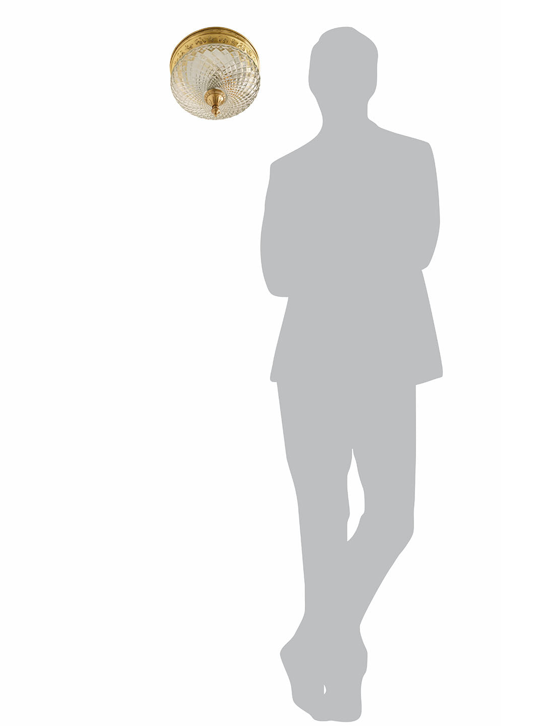 Gold 6 Inch Cut Glass Brass Round Flush Ceiling Light
