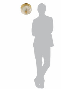 Gold 6 Inch Cut Glass Brass Round Flush Ceiling Light