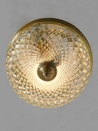 Gold 6 Inch Cut Glass Brass Round Flush Ceiling Light
