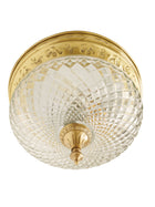 Gold 6 Inch Cut Glass Brass Round Flush Ceiling Light