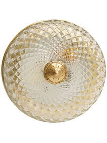 Gold 6 Inch Cut Glass Brass Round Flush Ceiling Light