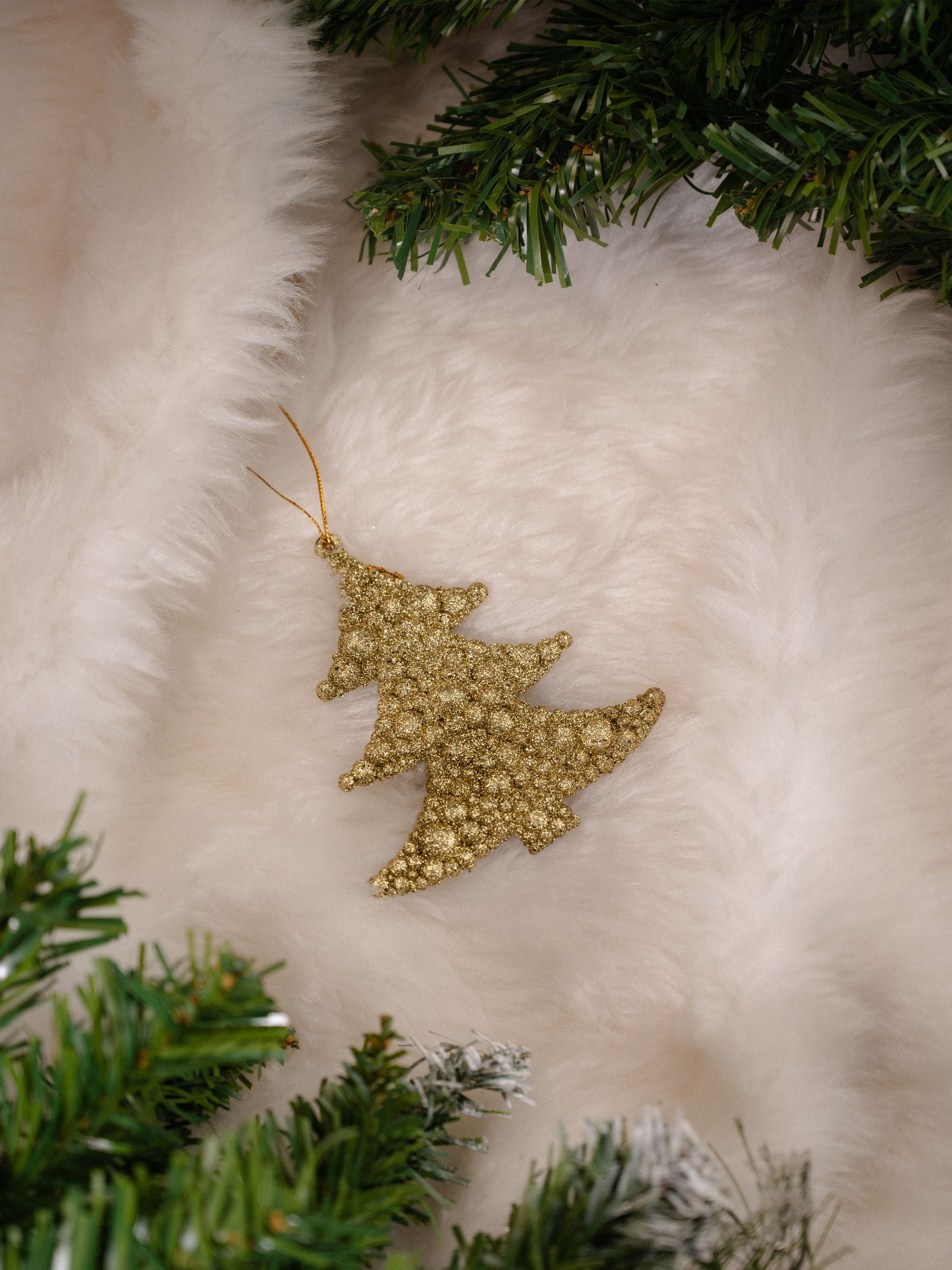 Gold Christmas Tree Shaped Hanging Pack Of 2