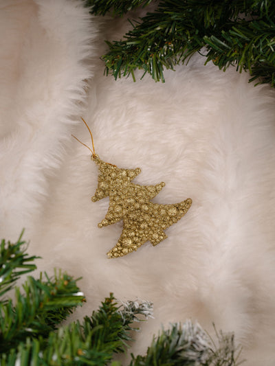 Gold Christmas Tree Shaped Hanging Pack Of 2