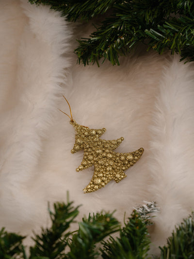 Gold Christmas Tree Shaped Hanging Pack Of 2
