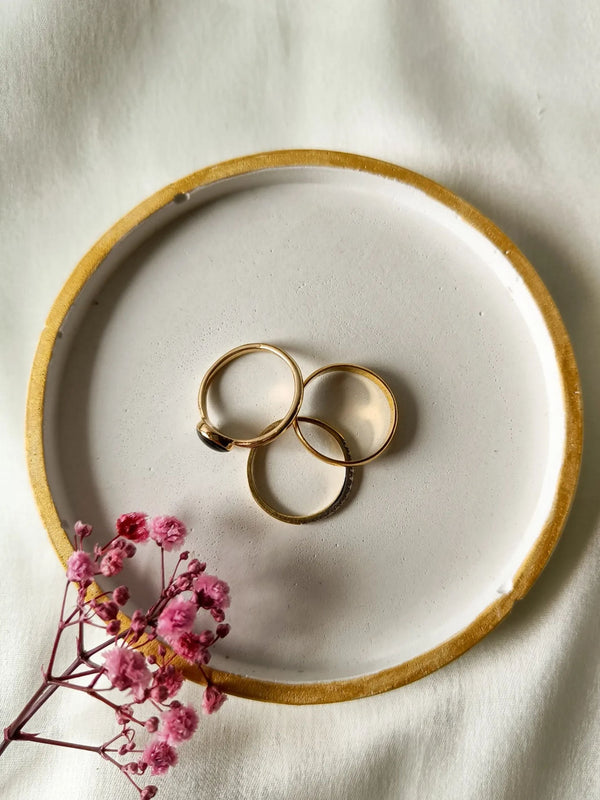 Round Conrete Coaster - Gold Rim