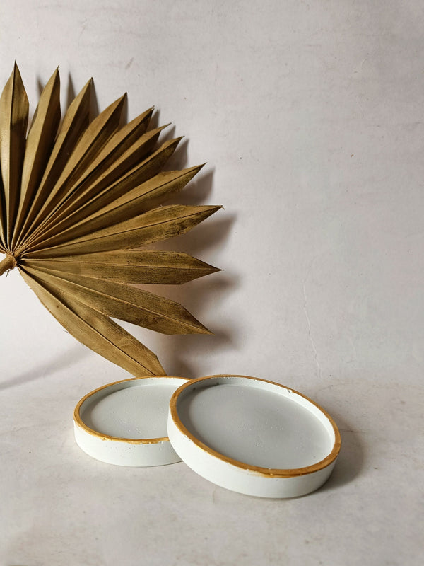 Round Conrete Coaster - Gold Rim