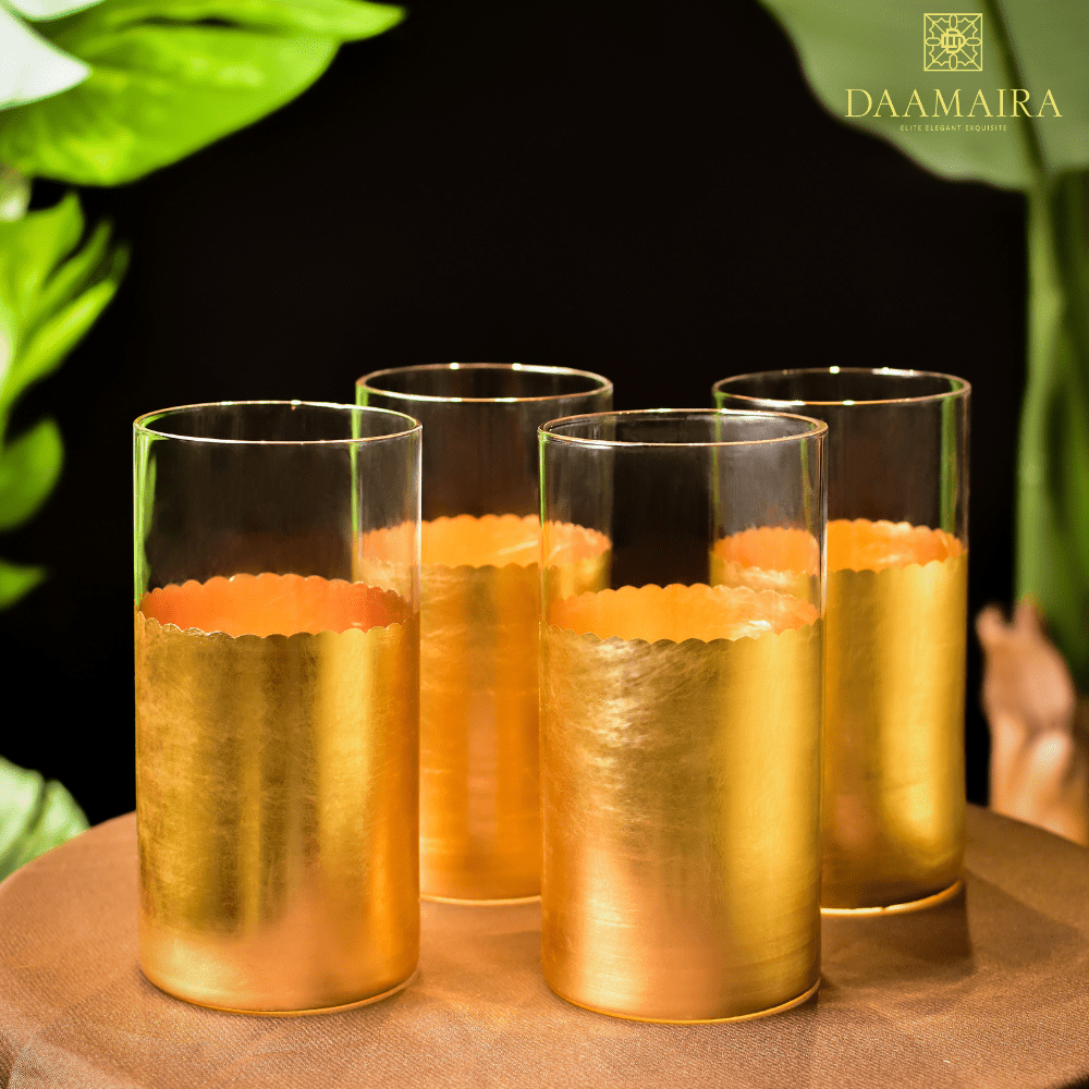 Gold Set Of 4 High Ball Glasses