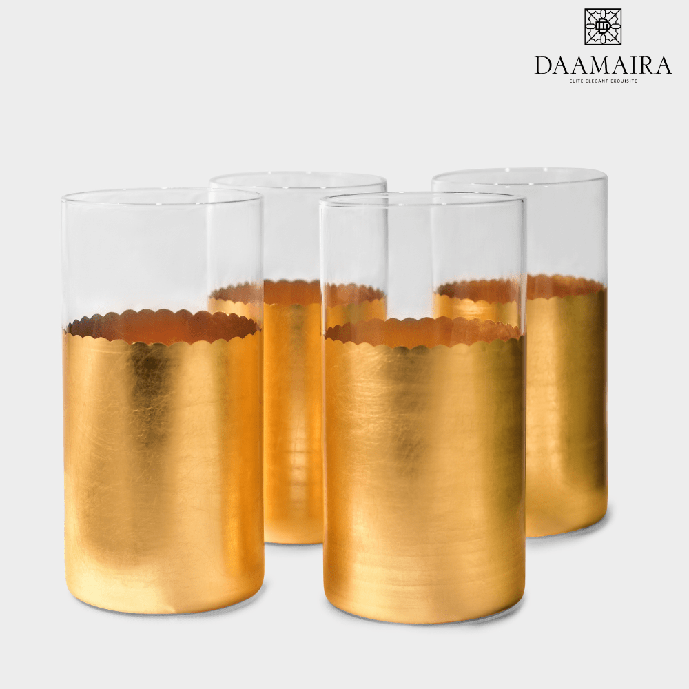 Gold Set Of 4 High Ball Glasses