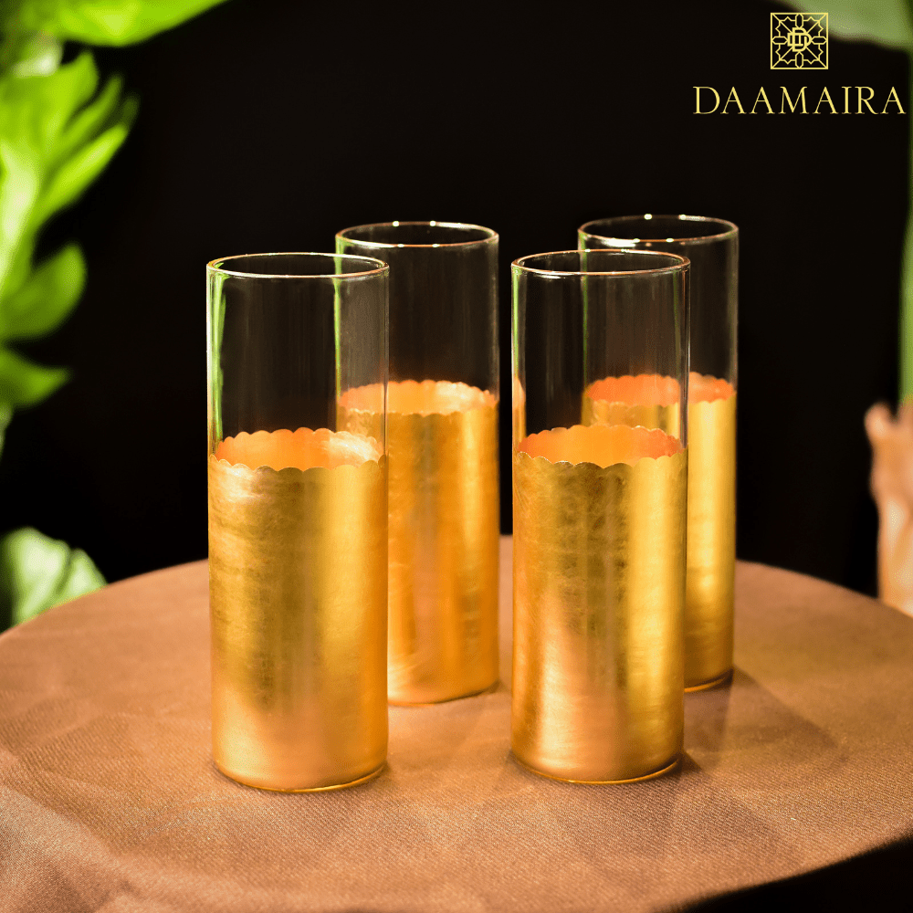 Gold Set Of 4 Tall Glasses
