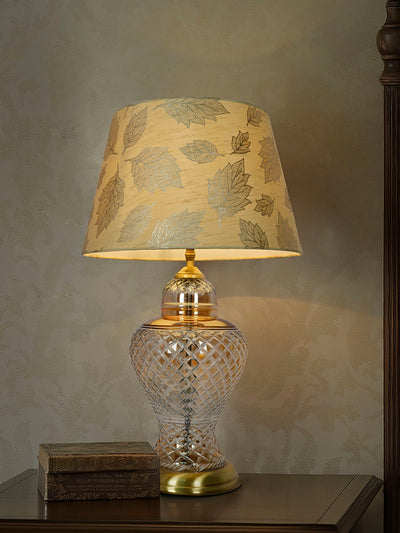Golden Luster Glass Urn Table Lamp with Gold Leaf Shade
