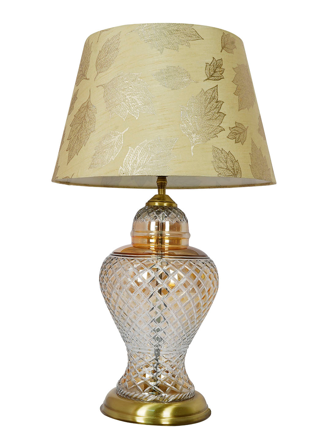Golden Luster Glass Urn Table Lamp with Gold Leaf Shade