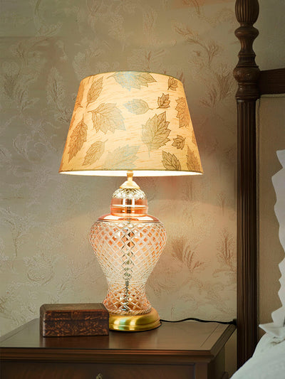 Golden Luster Glass Urn Table Lamp with Gold Leaf Shade