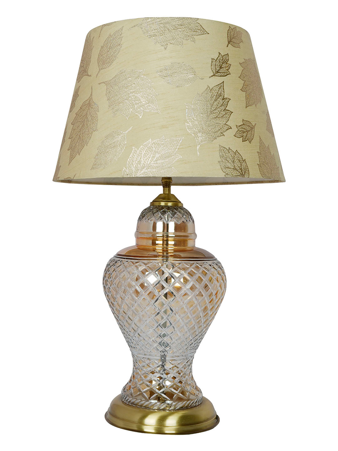 Golden Luster Glass Urn Table Lamp with Gold Leaf Shade