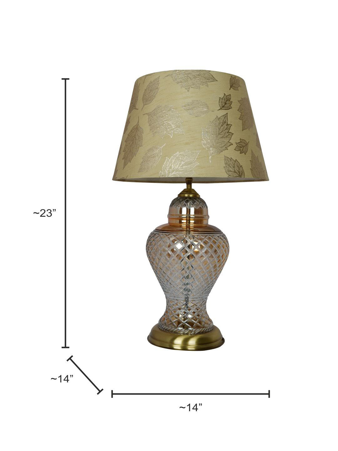 Golden Luster Glass Urn Table Lamp with Gold Leaf Shade